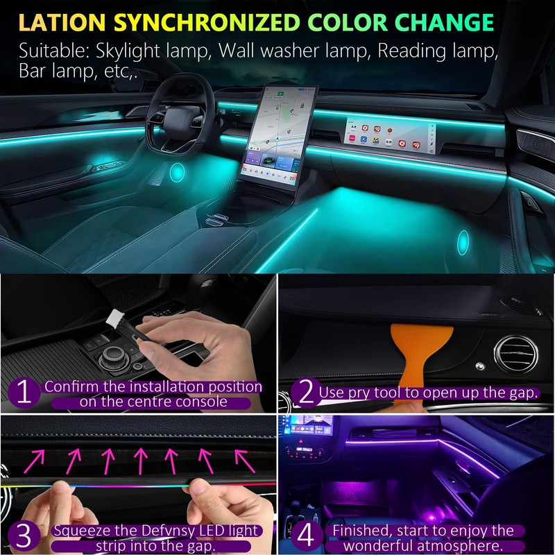 Defvnsy LED Interior Lighting Car, 17 in 1 RGB Acrylic