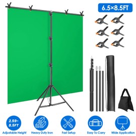 iMounTEK Backdrop Stand, 6.5×8.5FT Photographic Studio Party Background Adjustable Stand Kit, Photo Backdrop Stand with 6 Spring Clamps Sandbag Carry Bag for Party Studio Photography Wedding