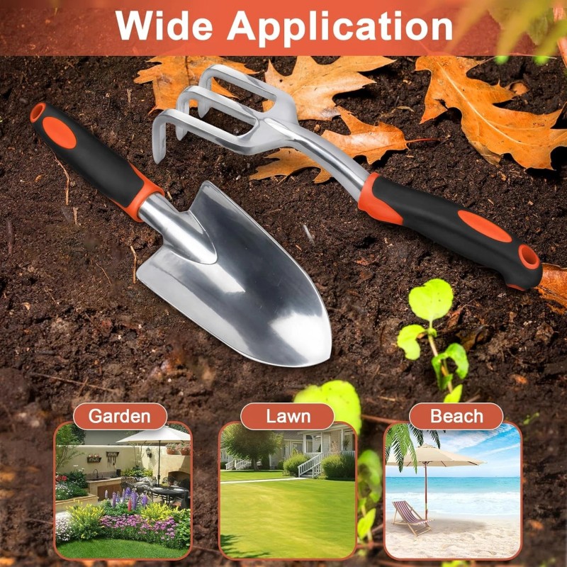 MECHEER Garden Tool Set, 2 Pack Heavy Duty Gardening Tools