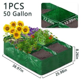 UCandy Garden Raised Planting Bed with Partition Grids,Durable PE Planter Bags for Vegetables,Suitable for Potato/Tomato/Flower/Garden Containers (1, 41" × 27.5" × 10" -6Grids)