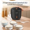 CHACEEF Mini Rice Cooker 2 Cups Uncooked, 1.2L Rice Cooker