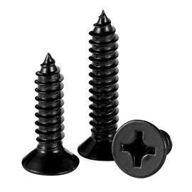 Mellewell #10 x 3/4" (100 PCS) Flat Head Sheet Metal Screws Wood Screws, Black Finish Stainless Steel 18-8, Self Tapping Screws