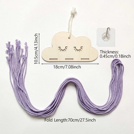 Hair Clips Storage Girls, Hair Clips Organiser, Hair Scrunchie Storage Cloud Shape, Pack of 2, 75 cm Long for Hairpin Storage Organiser, Hanger, Beige, Purple
