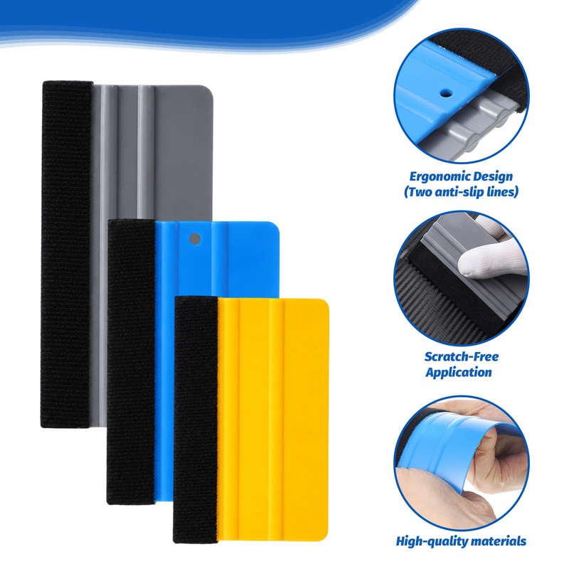 Felt Squeegee for Vinyl, 3 PCS Small Vinyl Squeegee Scraper