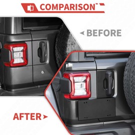 Black Rear Door License Holder Tailgate Door Grab Handle Back License Plate Mounting Bracket Fit for Jeep Wrangler JL JLU 2018+