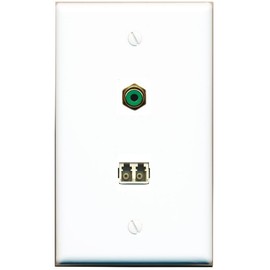 RiteAV LC Multimode Fiber Duplex RCA-Green Wall Plate Flat/Solid [White]