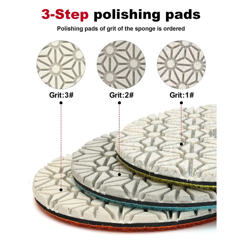 Casaverde 3 Step Diamond Polishing Pads 4 Inch Dry or