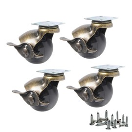 4 Pack, Youngine Antique Ball Caster Wheels Ball Swivel Plate Caster with 360°Rotation for Furniture Ottoman Sofa Cabinets Wheelchairs (1.5 inch)