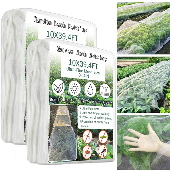 2 Pack Garden Netting 10x39.4Ft Ultra Fine Mesh Insect Netting