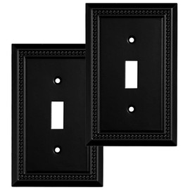 Henne Bery Sunken Pearls Heavy Duty Decorative Wall Plate Switch Plate Outlet Cover, Durable Solid Zinc Alloy (Single Toggle 2PK, Matte Black)
