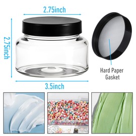 16 Pack 8 Oz Plastic Jars with Lids, Clear Body Scrub Containers Empty Refillable Containers Round Low Profile Samples Jars for Makeup, Body Butter, Creams, Slime, Travel Storage
