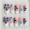 Handmade Press on Nails Almond Medium 3D Floral White French