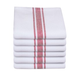 LITO LINEN AND TOWEL Kitchen Towels | Cotton Dish Towels for Drying Dishes| Absorbent Kitchen Dish Towels, Dish Cloths| Tea Towels for Embroidery |6 Pack (Red Stripes)