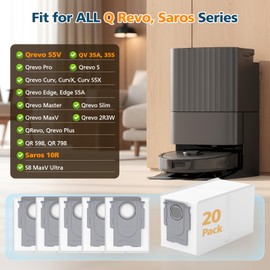 Paquete de 20 bolsas de repuesto para Roborock QV 35A, Qrevo S5V, QV35S, Saros 10/10R, Z70, Qrevo, Q Revo/S, Qrevo Pro/Plus/MaxV, Master, Curv, Edge/S5X/S5A, S8 MaxV/Max Ultra Robot Aspirador