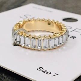 SUGARFIX By Baublebar Baguette Clear Baguette Crystal Statement Ring Size 7
