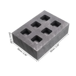 MECCANIXITY Gold Silver Graphite Ingot Mould Crucible for Casting Metal Aluminum Copper Brass Melting Refining, Six Hole Slot 3.35"x2.36"x0.98"