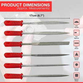 6-Piece Needle File Set – Precision High Carbon Steel Files with Plastic Handles for Metalworking, Woodworking, and DIY Projects