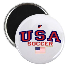 CafePress USA American Soccer Magnet 2.25" Round Magnet, Refrigerator Magnet