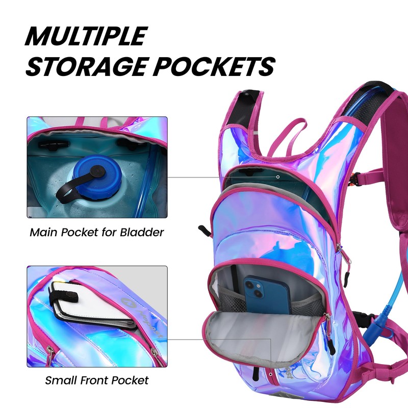 Rave Hydration Pack Backpack, Festival Essential, Hydropack Water Backpack with