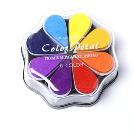 Gripebao 8 Colors Petal Ink Pad for Rubber Stamps, Washable Rainbow Stamp Pad, Colored Craft Ink Pads for Stamping, Card Making, Scrapbook, Finger Print Ink Pads for Paper Wood Fabric DIY, 1026