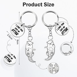 Chingcoo Otter Keyring, 1 Pair Otter Mother's Day Gift Keyring, Otter Birthday Gift for Mum Gift, Best Friends and Couples, silver, Unit size
