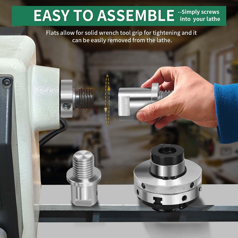 HAowosi Lathe Headstock Spindle Adapter,Converts 5/8" Shopsmith to 1" x