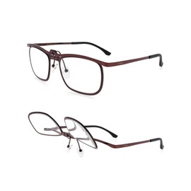 FAA'N Flip up Reading Glasses for Women Men,Square Frame Readers with Spring Hinge (Presbyopia lens, Red, +2.50 Diopters)