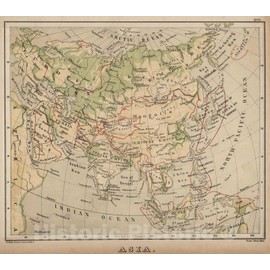 Historic Map : 1880 Asia. v2 - Vintage Wall Art - 18in x 16in
