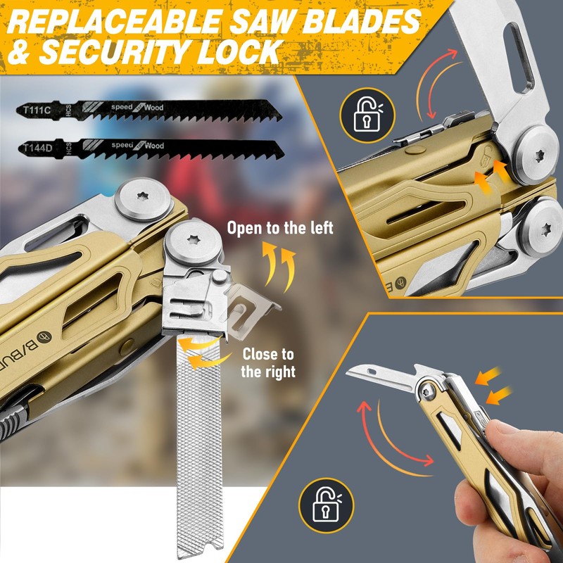 BIBURY Multitools, Multi Tool Foldable Pliers with Upgraded Scissors and