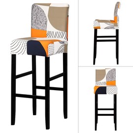 Lellen Jacquard Bar Chair Stool Cover - 4 Pack Stretch Chair Slipcover Pattern for Short Swivel Dining Chair-Counter Height Side Chairs(348K)