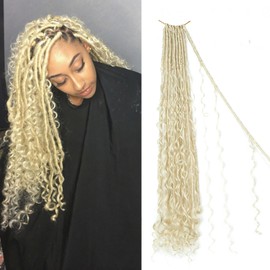 Goddess Locs Crochet Hair 24inch 9 Packs Boho Faux Locs Crochet Hair with Curly Ends Pre Looped Bohemian Locs for Women（613#）