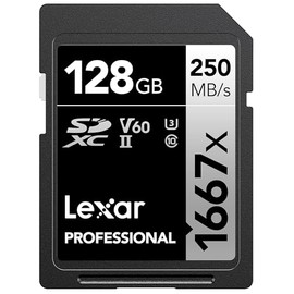 Lexar 128GB Professional 1667x SD Card, UHS-II, C10, U3, V60, Full HD, 4K, Up To 250MB/s Read SDXC Memory Card, for Professional Photographer, Videographer, Enthusiast (LSD128CBNA1667)