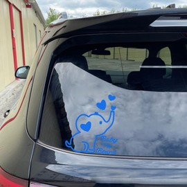 Vesvory High Intensity Reflective Baby on Board Car Sticker Waterproof Cute Animal Baby in Car Decals Safety Warning Sign Kids on Board Decal for Car Bumper Window (Blue)