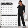 Atxnn Womens Pyjamas Set Ribbed Nightwear Autumn Winter Comfy Pjs