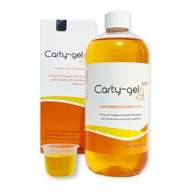 Carty-Gel HP colágeno líquido con extracto de cúrcuma sin colorantes o saborizantes artificiales, adicionado con Vitamina C                           