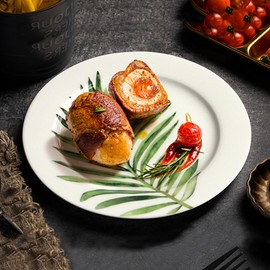 IQCWOOD White Porcelain Dinner Plates, Set of 6, 10.5", White Dishes for Pizza Salad Pasta Appetizer Steak Restaurant, White Ceramic Plates Set, Dinnerware Sets, Christmas Gifts