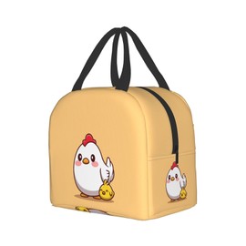 Insulated Lunch Bag Reusable Lunch Box, Cooler Lunch Tote Bag for Women Men Picnic Office Work, Kawaii Chicken