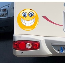 1 Smile Sticker Smile XL I kfz298 I Round Diameter 20 cm I Sticker Laughing for Car Caravan Motorhome Wall Tattoo I Weatherproof