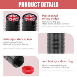 Dust Caps for Car Tyres Black 8pcs Tyre Valve Caps Aluminum Universal Wheel Cap With O Seal Ring Stem Dust Covers For Car Trucks Bikes Bicycles Motorbikes Colorful British Flag Pattern