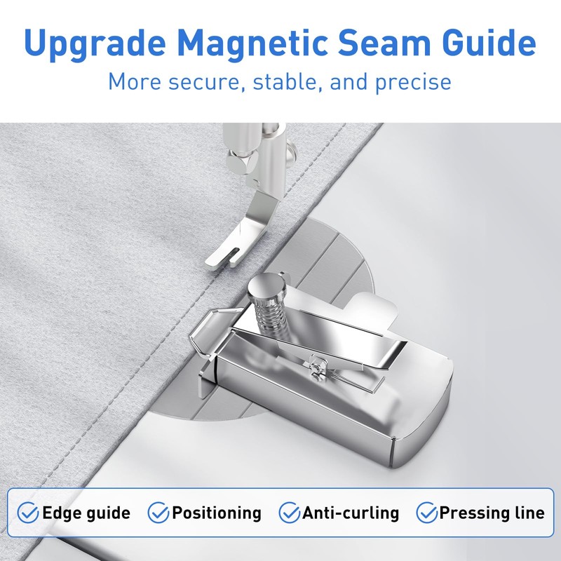 Armilem Magnetic Seam Guide for Sewing Machine, Multifucntional Clip-On Hem