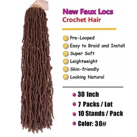 7 Packs 30 Inch Soft Locs Crochet Hair Pre Looped Faux Locs Crochet Braids Goddess Locs Dreadlocs Synthetic Hair For Black Women (30#, 30 Inch (Pack of 7))