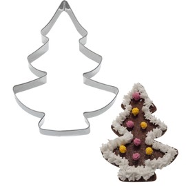 Westmark 35162291 Gingerbread Cookie Cutter Christmas Tree Large with Recipe Length Approx. 12 cm Stainless Steel Christmas Tree Silver