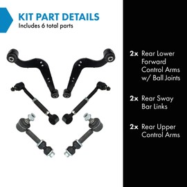 TRQ Rear Suspension Kit Control Arm Control Arm with Ball Joint Sway Bar Stabilizer Link Compatible with 2006-2010 Toyota RAV4