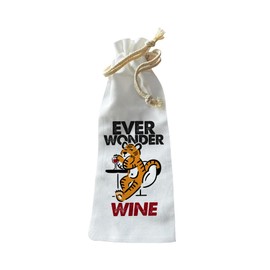 Jolitee “Ever Wonder if Wine Misses You Too?” Bottle Gift Bag – Reusable Drawstring Canvas Bag with Thoughtful Humor – Great for Friends, Birthdays, and Wine Wednesdays