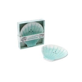 CGB Giftware | Scallop Soap Dish | Green | Gift Box | Bathroom Accessory | Gift For Home | Harbour House Range | GB06968