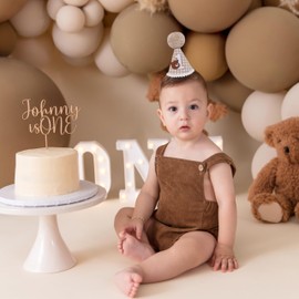 Agkvw Teddy Bear 1st Birthday Decoration Set - Little Bear Birthday Crown, Woodland Decor with Beary Camper Hat for Boys