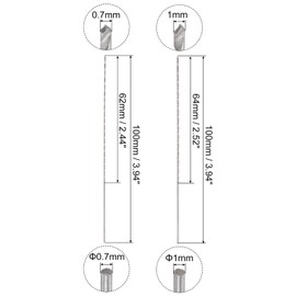 sourcing map 20 Pcs 0.7mm 1mm Mini Micro Twist Drill Bits, High-Speed Steel Straight Shank Extra Long Drill Bit 100mm for Aluminum Alloy