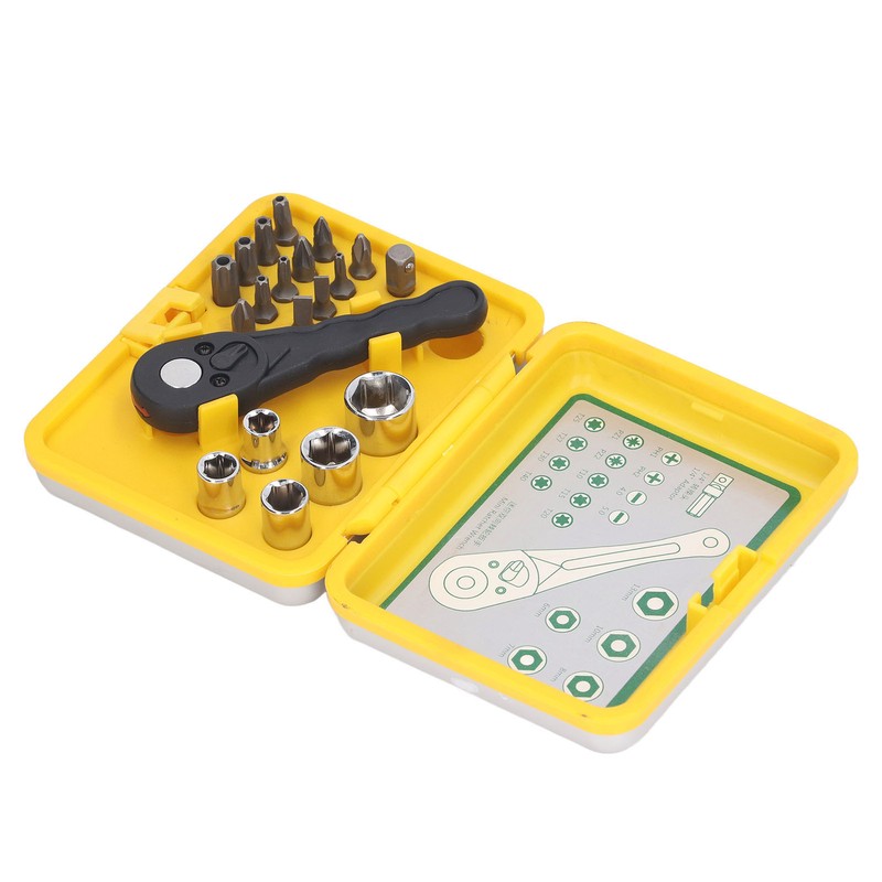 20Pcs Socket Wrench Screwdriver Set Ratchet Bit Tool Box Multifunctional