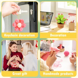 Encuryna 3 Piece Crochet Set for Beginners, Cactus Crochet Starter Set, DIY Craftsmanship with Crochet Hooks, Yarn, Polyester Fibre Filling, Hand Sewing Needle, Stitch Markers and Instructions