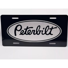 Laser Peterbilt black laser engraved license plate